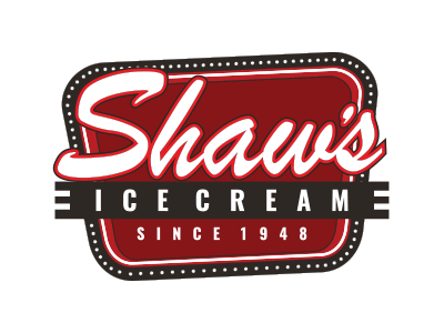 Shaws Ice Cream Logo. A local partner featured at the Walker Dairy Bar in Aylmer Ontario.